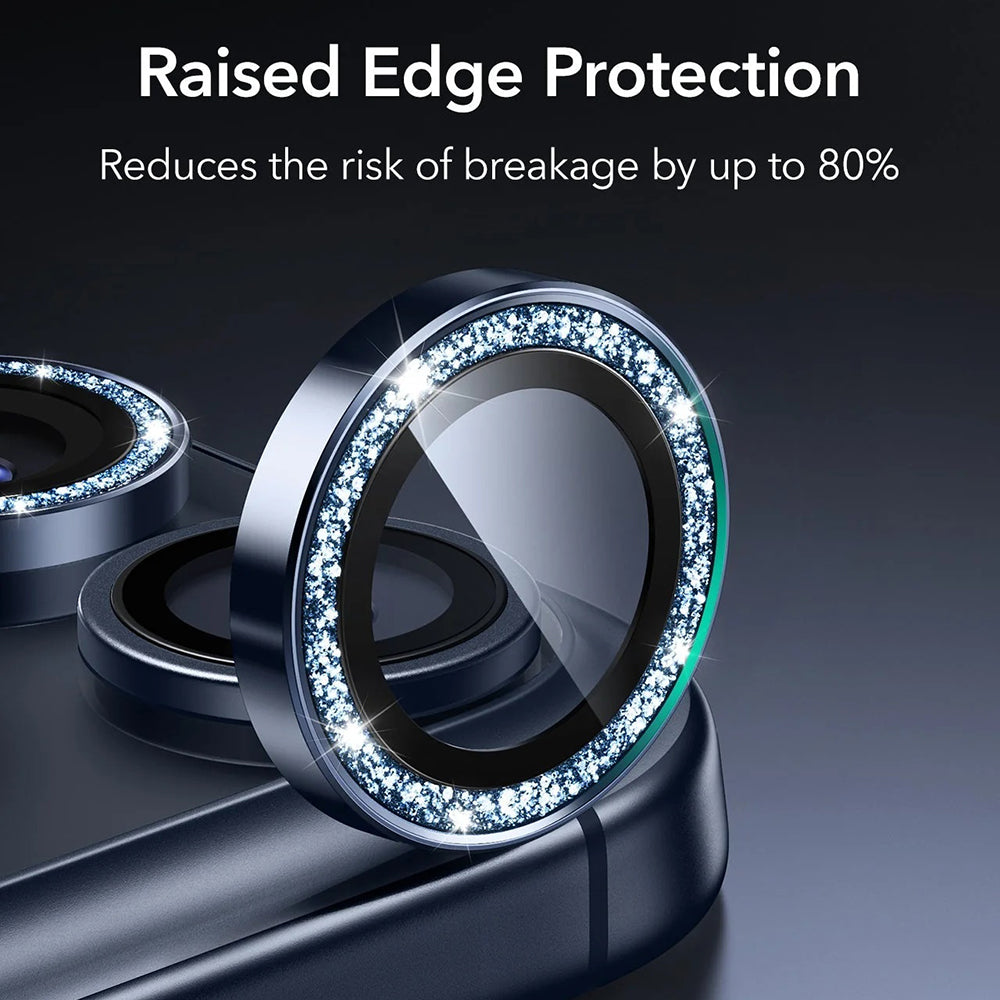 Beschermfolie Achtercamera ESR Glitter Diamond Armorite voor Apple iPhone 17 Pro Max / 17 Pro, Gehard Glas, Donkerblauw