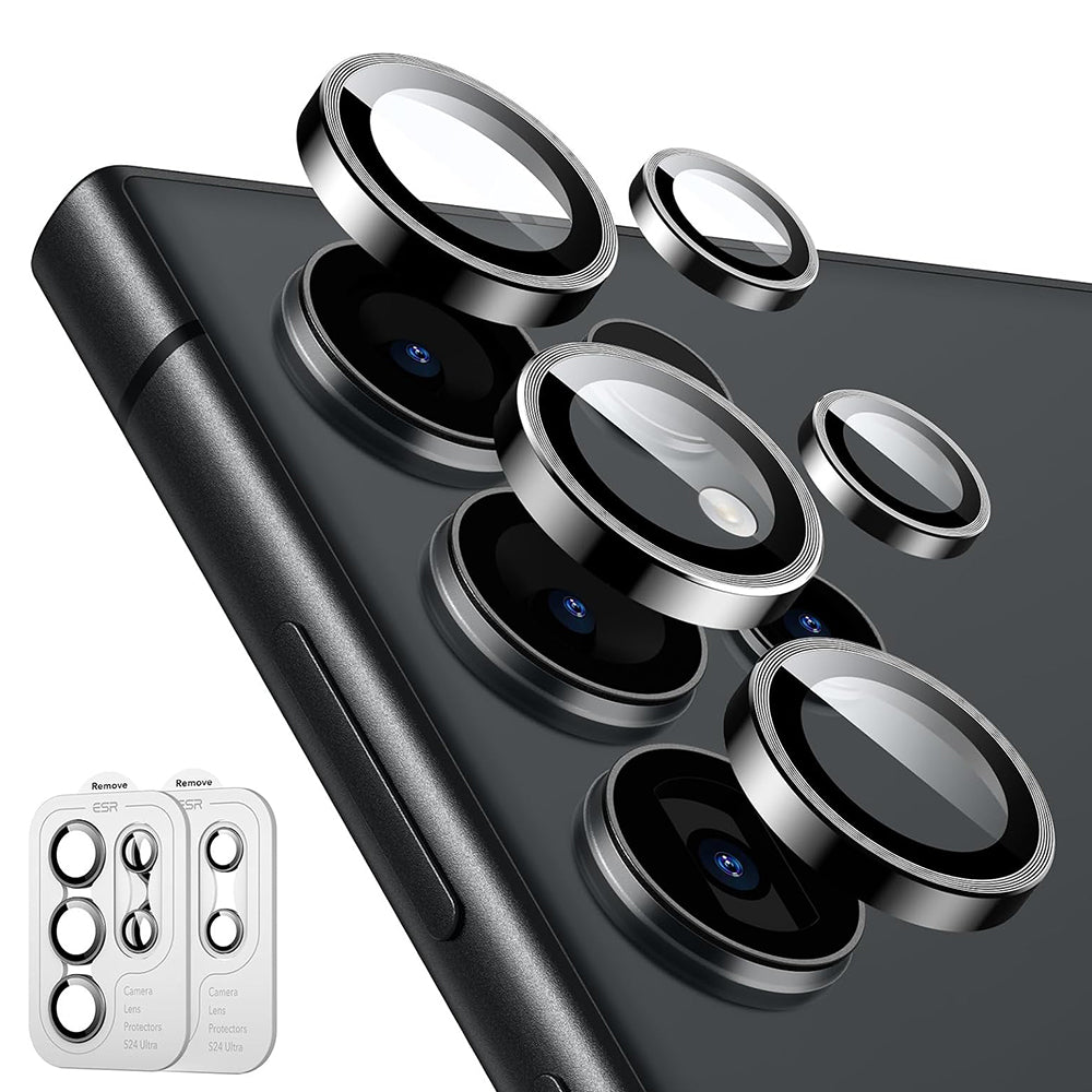 Beschermfolie Achtercamera ESR voor Samsung Galaxy S24 Ultra S928, Gehard Glas, Set van 2 stuks, Zwart