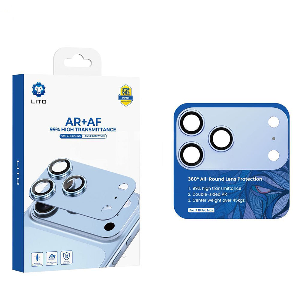 Beschermfolie Achtercamera Lito Crown Halo AR + AF voor Apple iPhone 18 Pro Max, Gehard Glas, Blauw
