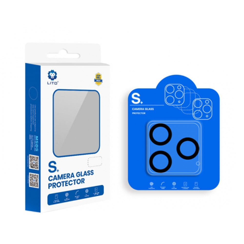 Lito S+ Achtercamera Beschermfolie voor Apple iPhone 14 Plus / 14, Gehard Glas, Zwart