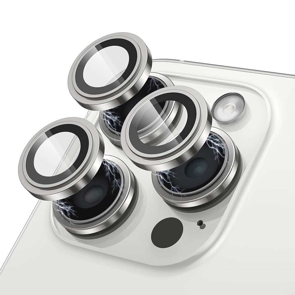 Lito S+ Achtercamera Beschermfolie voor Apple iPhone 15 Pro Max / 15 Pro, Gehard Glas, Zilver