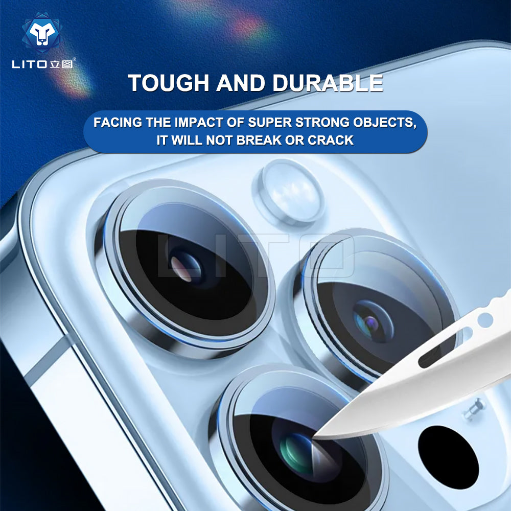 Lito S+ Achtercamera Beschermfolie voor Apple iPhone 15 Pro Max / 15 Pro, Gehard Glas, Zilver