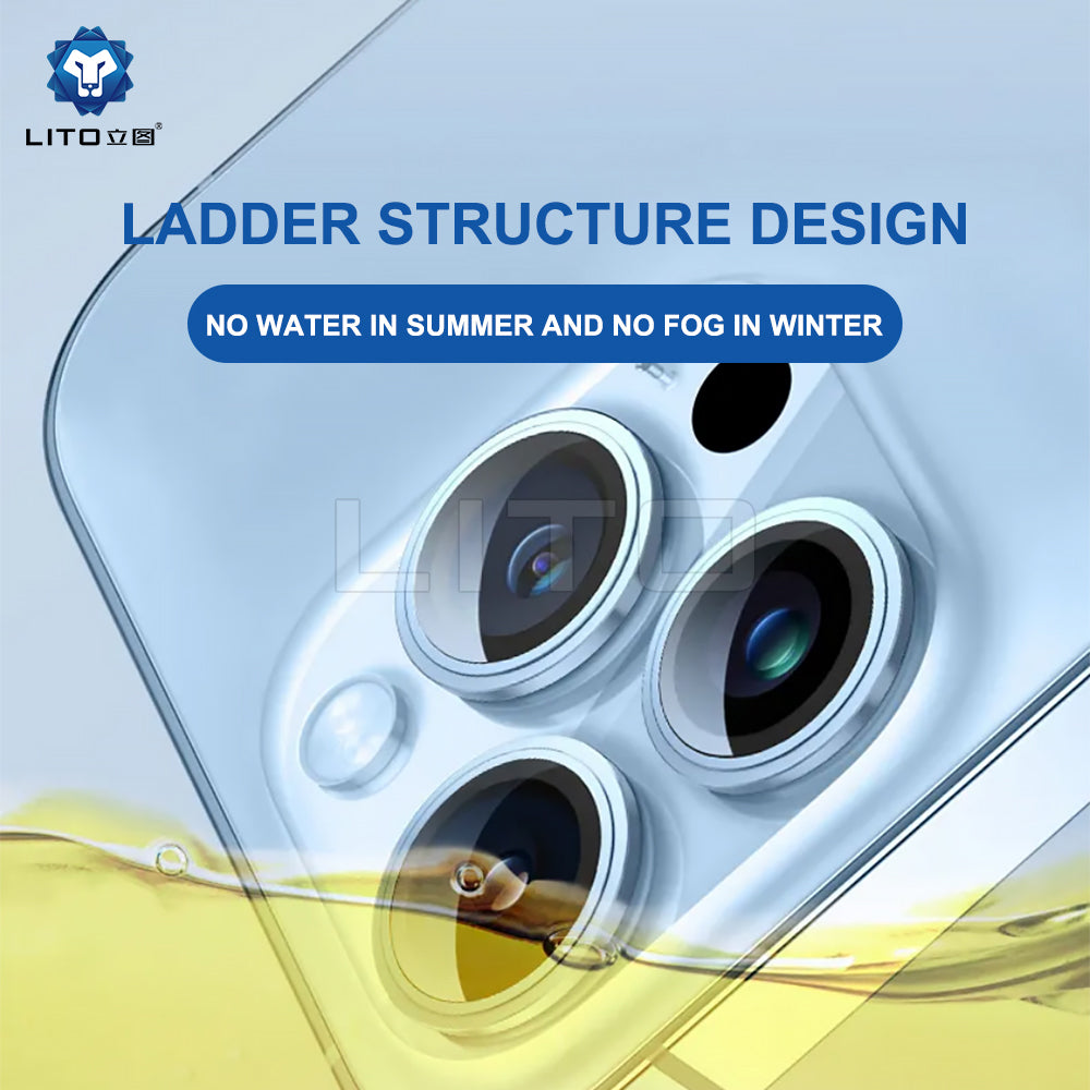 Lito S+ Achtercamera Beschermfolie voor Apple iPhone 15 Pro Max / 15 Pro, Gehard Glas, Zilver
