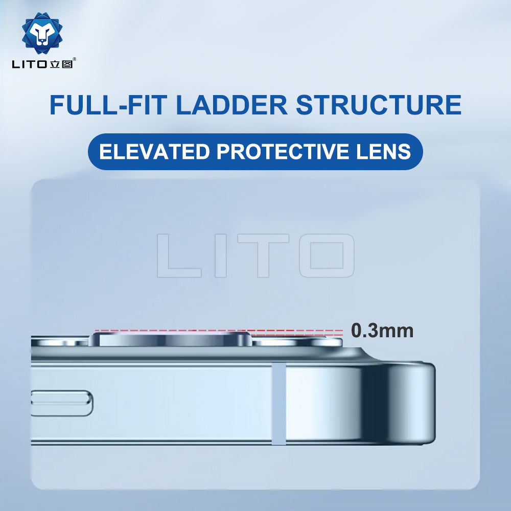 Lito S+ Achtercamera Beschermfolie voor Apple iPhone 15 Pro Max / 15 Pro, Gehard Glas, Zilver