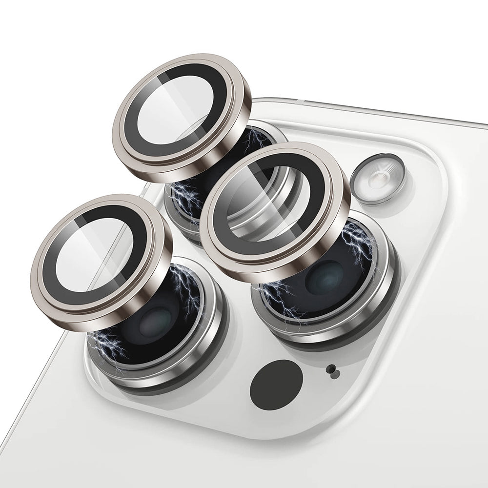 Lito S+ Achtercamera Beschermfolie voor Apple iPhone 15 Pro Max / 15 Pro, Gehard Glas, Metallic Grijs