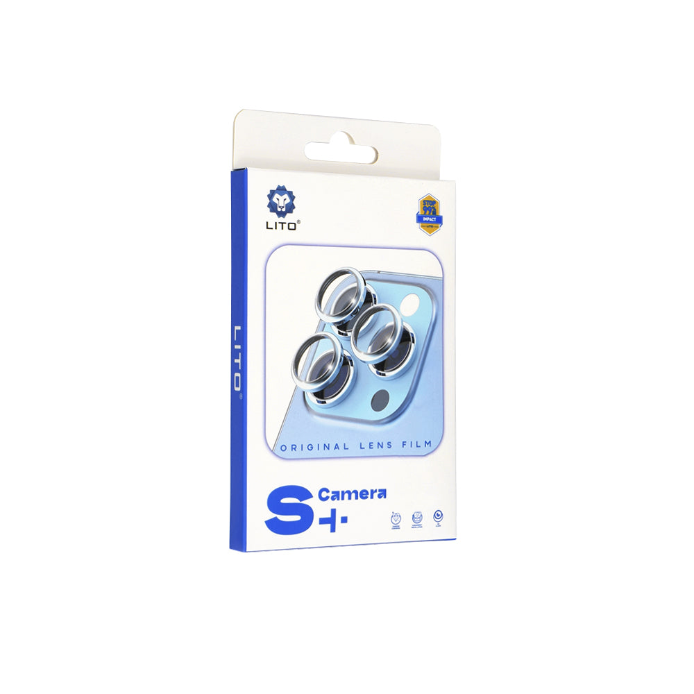 Lito S+ Achtercamera Beschermfolie voor Apple iPhone 15 Pro Max / 15 Pro, Gehard Glas, Metallic Grijs