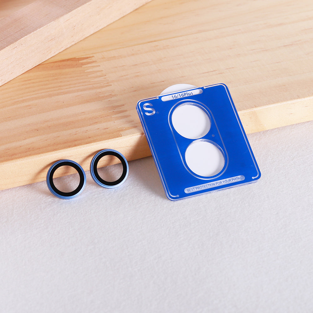 Lito S+ Achtercamera Beschermfolie voor Apple iPhone 16 Plus / 16, Gehard Glas, Blauw