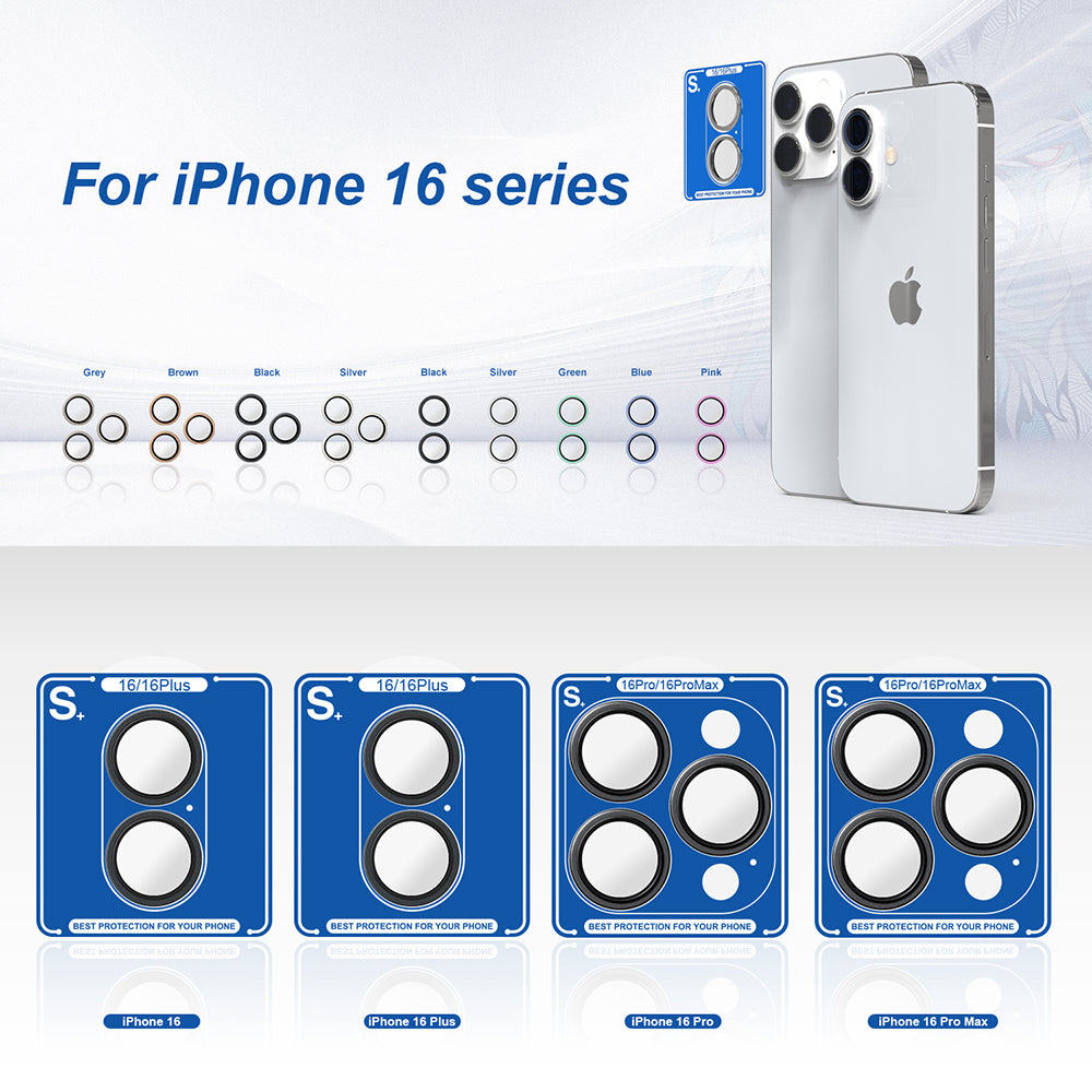 Lito S+ Achtercamera Beschermfolie voor Apple iPhone 16 Pro Max / 16 Pro, Gehard Glas, Zilver