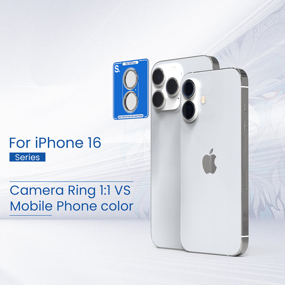 Lito S+ Achtercamera Beschermfolie voor Apple iPhone 16 Pro Max / 16 Pro, Gehard Glas, Zilver