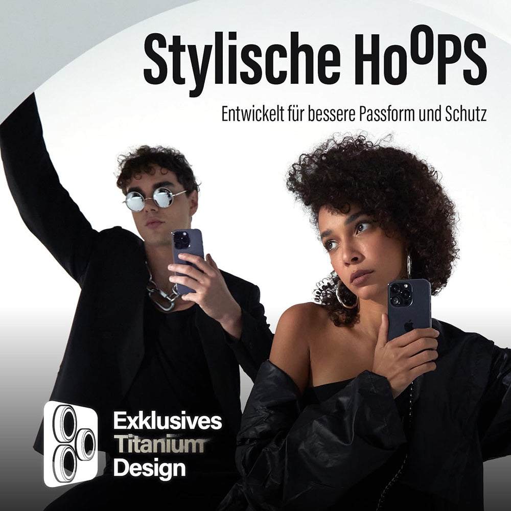 Beschermfolie PanzerGlass Hoops voor de achtercamera van Apple iPhone 16 Plus / 16, Gehard Glas, Zwart