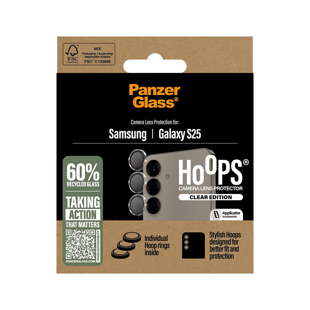 Beschermfolie Achtercamera PanzerGlass Hoops voor Samsung Galaxy S25 S931, Gehard Glas, Transparant