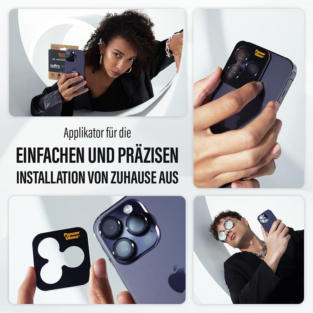 Beschermfolie PanzerGlass Safe voor de achtercamera. Glitter voor Apple iPhone 16 Pro Max / 16 Pro, Gehard Glas, Goudkleurig