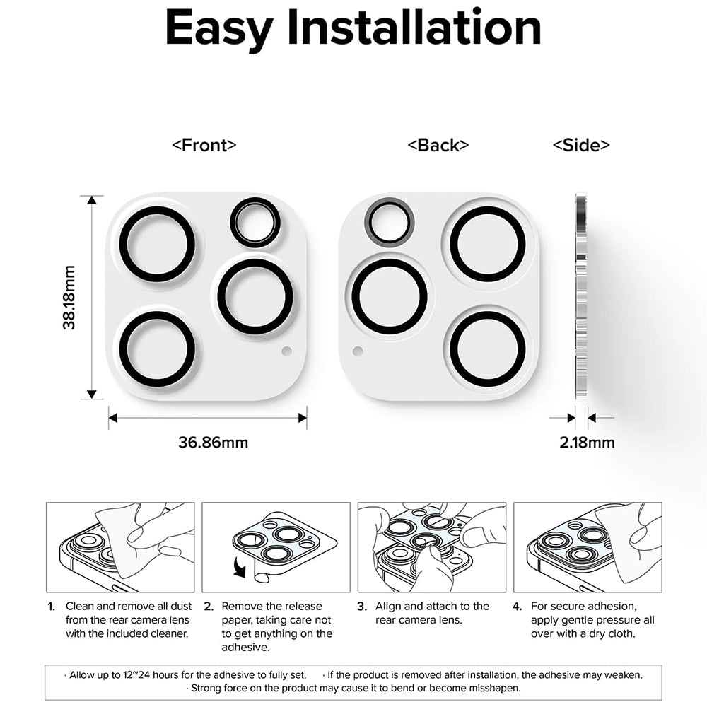 Ringke Achtercamera Beschermfolie voor Apple iPhone 15 Pro, Gehard Glas, Set van 2 Stuks, Transparant