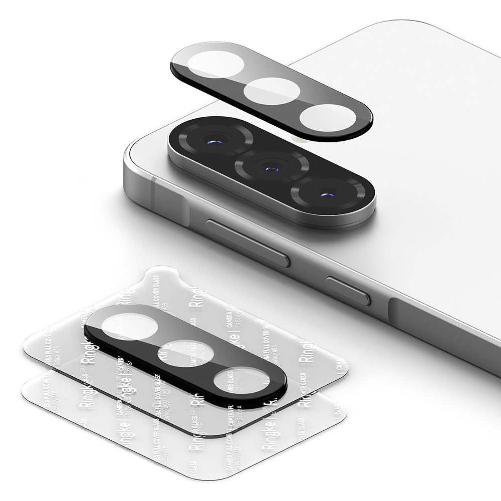 Beschermfolie Achtercamera Ringke voor Samsung Galaxy A56 A566, Gehard Glas, Set van 2 stuks, Zwart