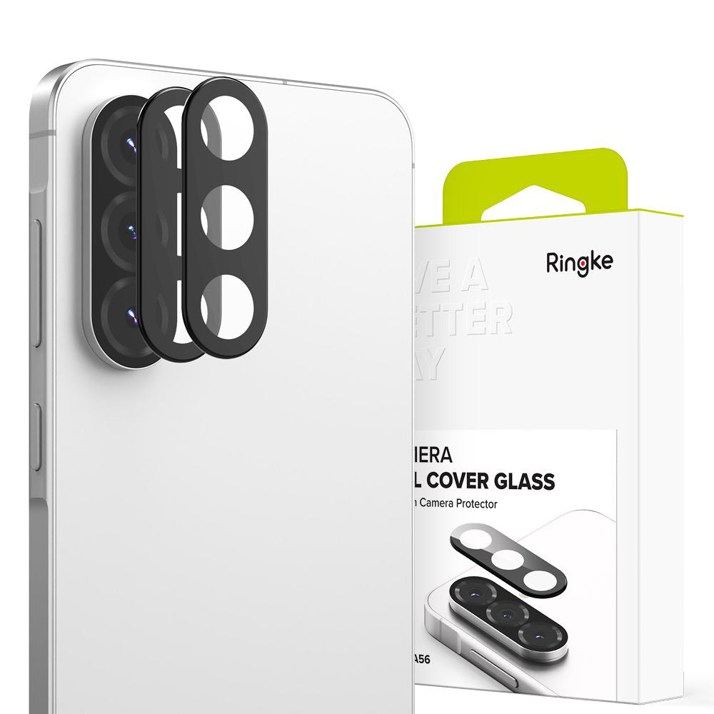 Beschermfolie Achtercamera Ringke voor Samsung Galaxy A56 A566, Gehard Glas, Set van 2 stuks, Zwart