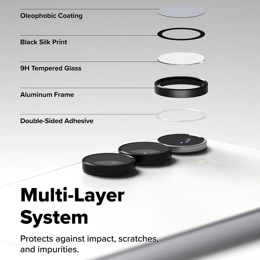 Ringke Achtercamera Beschermfolie voor Samsung Galaxy S25 FE, Gehard Glas, Set van 2 Stuks, Zwart