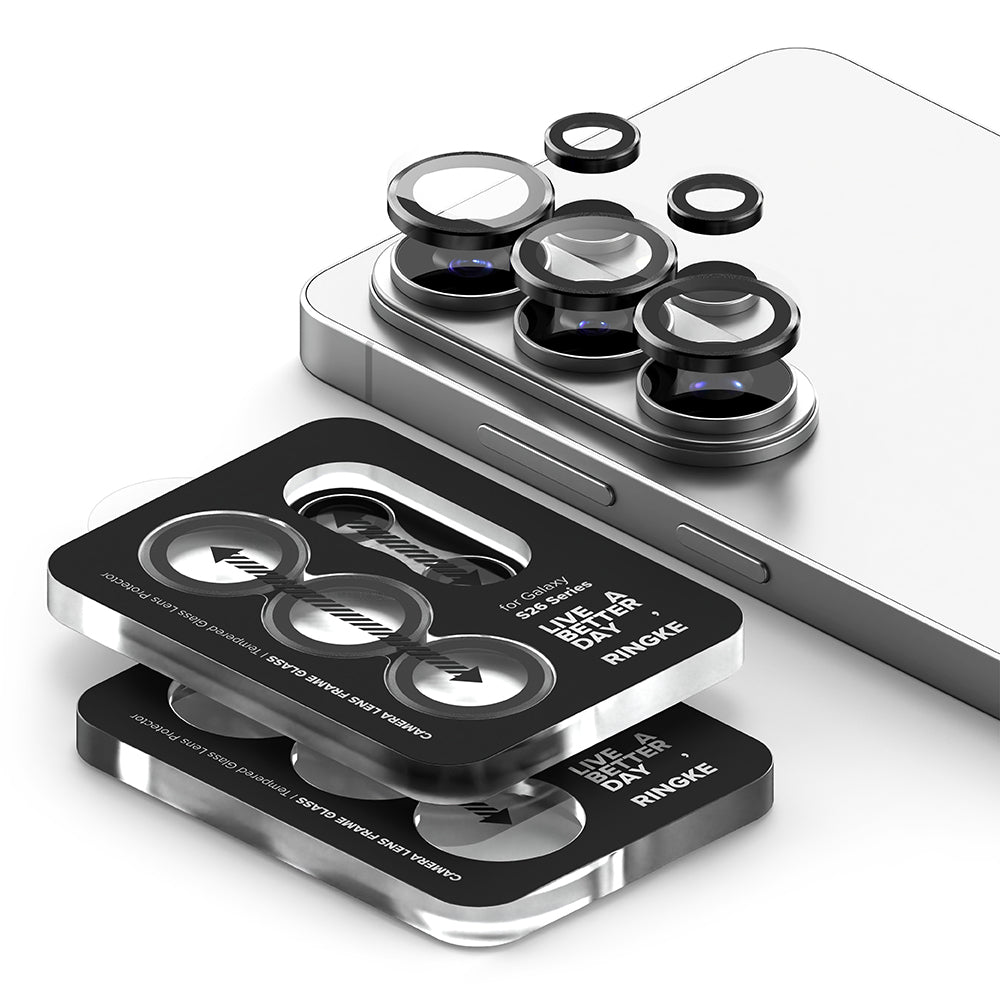 Beschermfolie Ringke Achtercamera voor Samsung Galaxy S26 Ultra S948, Gehard Glas, Set van 2 stuks, Zwart