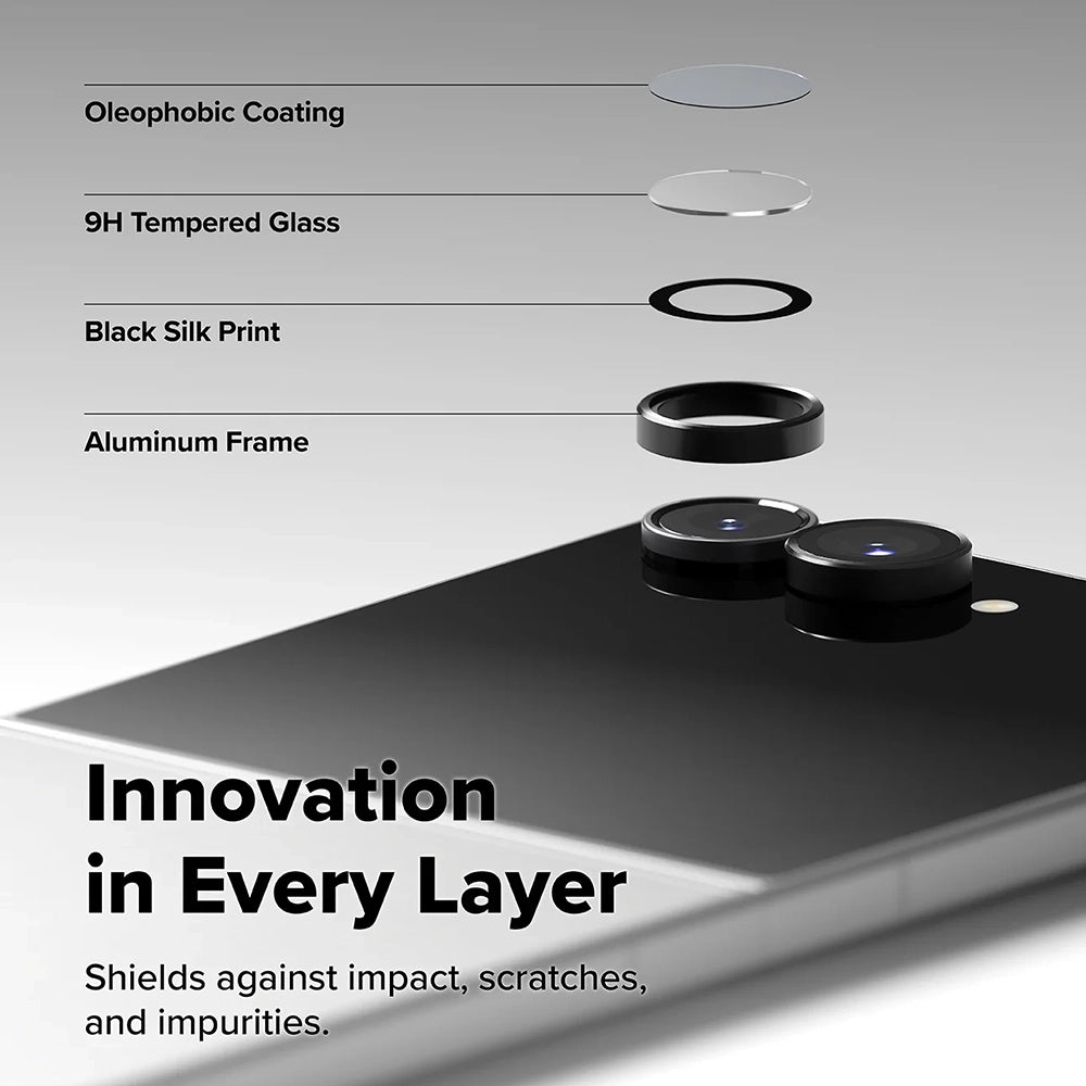 Ringke achtercamera beschermfolie voor Samsung Galaxy Z Flip8 F776, gehard glas, set van 2 stuks, zwart