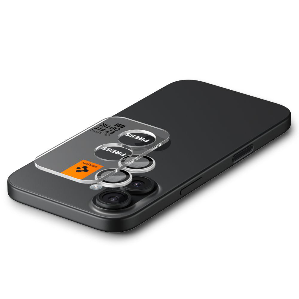 Beschermfolie Achtercamera Spigen GlastR EZ FIT Optik Pro voor Apple iPhone 17 / 16 Plus / 16, Gehard Glas, Set van 2 stuks, Zilverkleurig