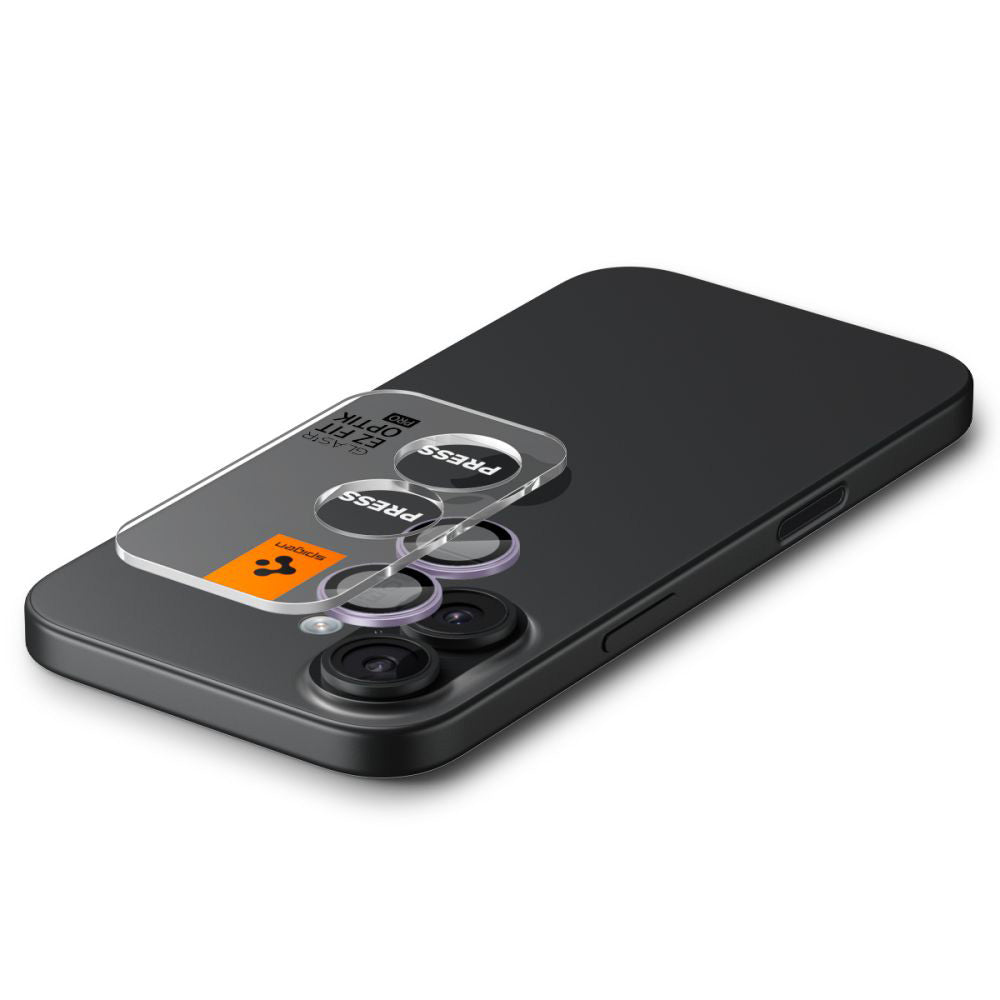 Beschermfolie Achtercamera Spigen GlastR EZ FIT Optik Pro voor Apple iPhone 17 / 16 Plus / 16, Gehard Glas, Set van 2 stuks, Paars