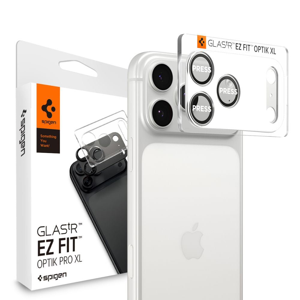 Beschermfolie Achtercamera Spigen GlastR EZ FIT Optik Pro XL voor Apple iPhone 17 Pro Max, Gehard Glas, Zilver AGL10652