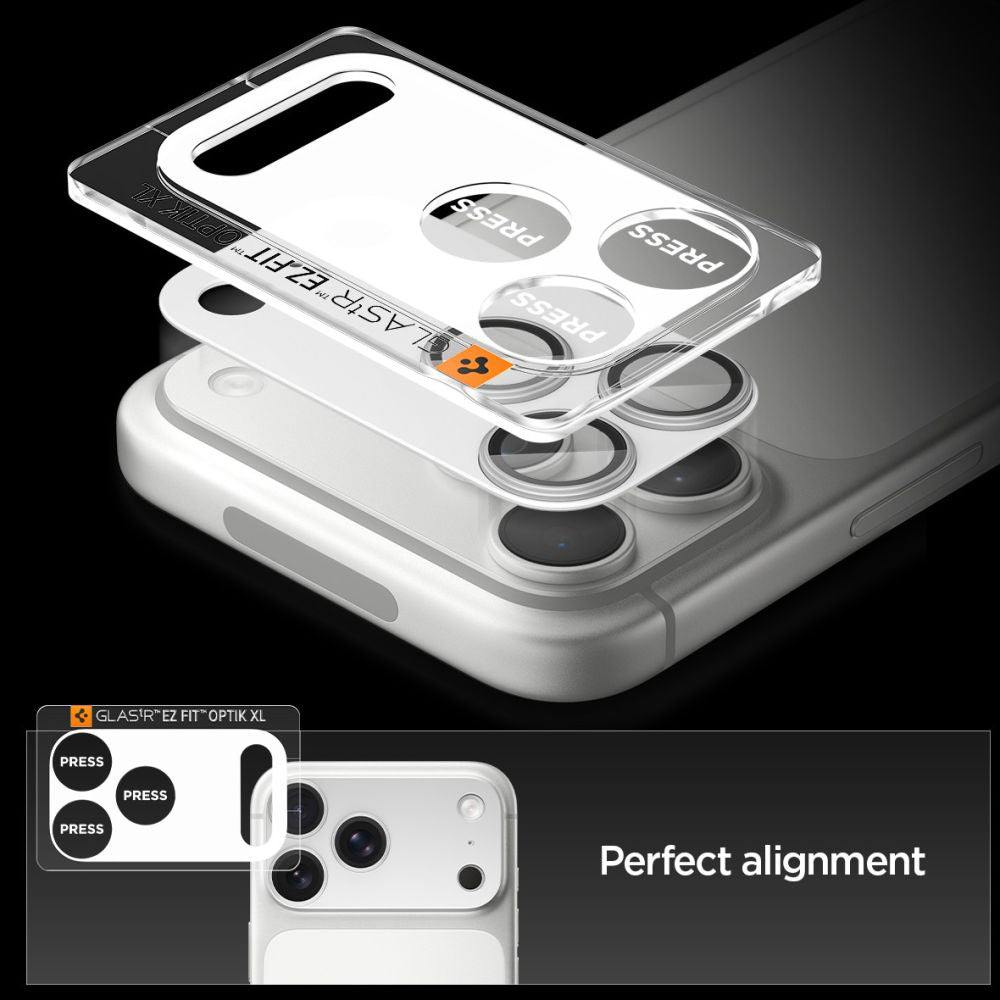 Beschermfolie Achtercamera Spigen GlastR EZ FIT Optik Pro XL voor Apple iPhone 17 Pro Max, Gehard Glas, Zilver AGL10652