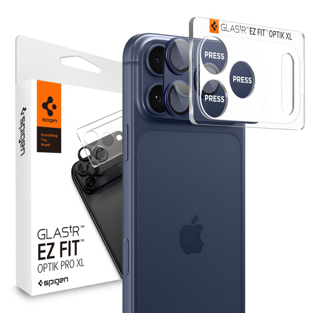 Beschermfolie Achtercamera Spigen GlastR EZ FIT Optik Pro XL voor Apple iPhone 17 Pro Max, Gehard Glas, Blauw AGL10651