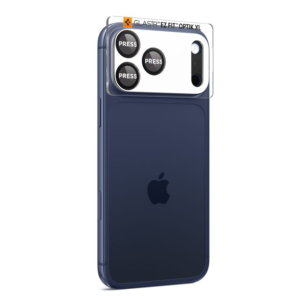 Beschermfolie Achtercamera Spigen GlastR EZ FIT Optik Pro XL voor Apple iPhone 17 Pro Max, Gehard Glas, Zwart AGL10649