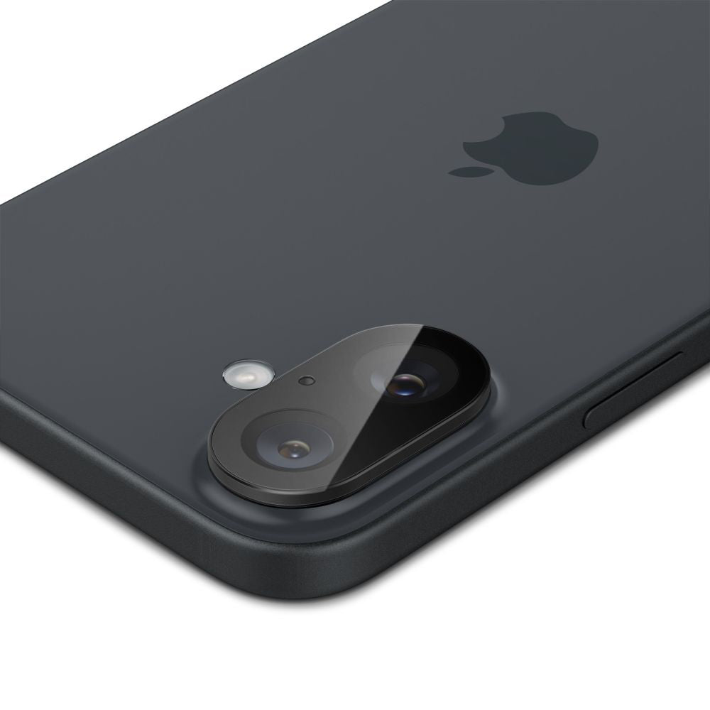 Beschermfolie Achtercamera Spigen GlastR Optik voor Apple iPhone 16 Plus / 16, Gehard Glas, Set van 2 stuks, Zwart AGL07922