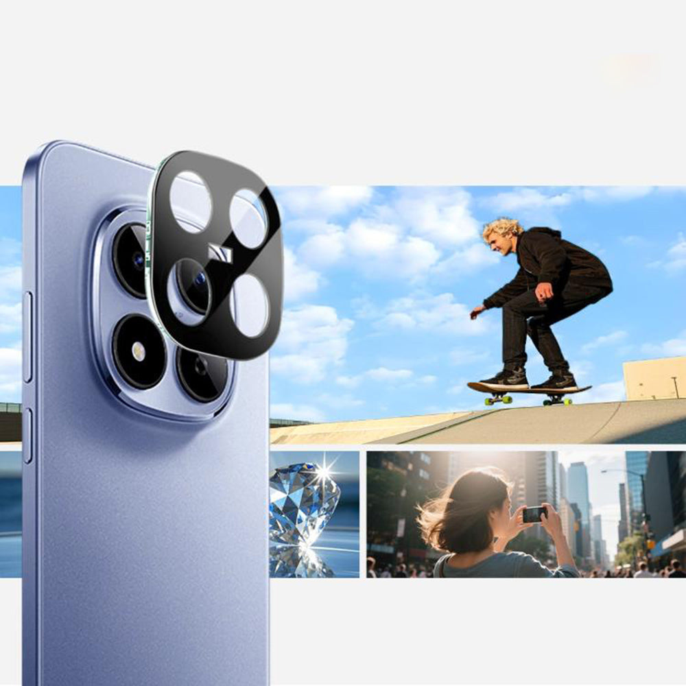 Beschermfolie Techsuit voor de achtercamera van Xiaomi Redmi Note 15 Pro 4G, Gehard Glas, Zwart