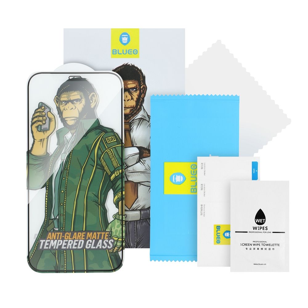 Privacy Blueo schermbeschermfolie voor Apple iPhone 15 Pro, Gehard Glas, Volledige Lijm, 5D