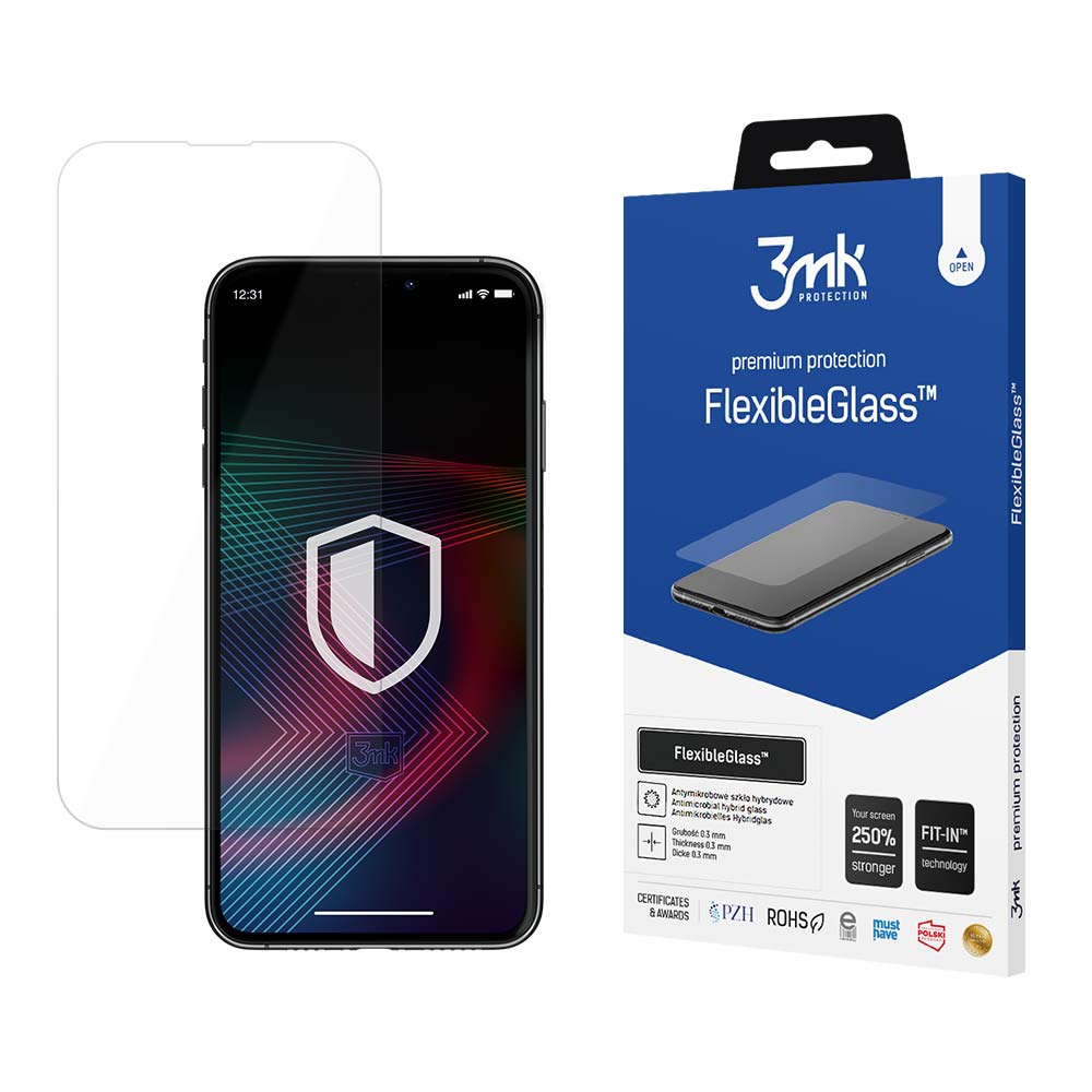 3MK FlexibleGlass schermbeschermfolie voor Apple iPhone 14 Plus / 14 Pro Max, Flexibel Glas, Volledige Lijm