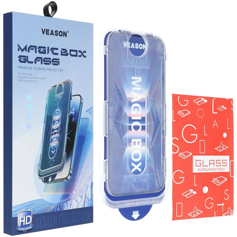 Veason Screen Protector voor Apple iPhone 14 Plus / 13 Pro Max, Glasbeschermd, Volledig gelijmd, 6D, Zwart