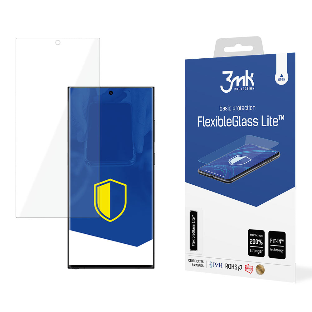 3MK FlexibleGlass Lite schermbeschermfolie voor Samsung Galaxy S24 Ultra S928, Flexibel Glas, Volledige Lijm