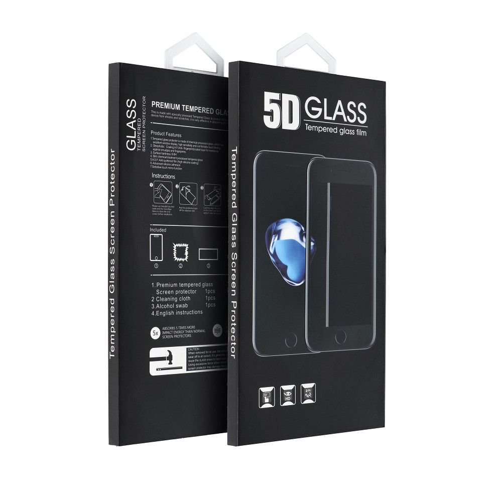 OEM schermbeschermfolie voor Xiaomi Redmi Note 12 4G / Note 12 5G, Gehard Glas, Volledige Lijm, 5D, Zwart