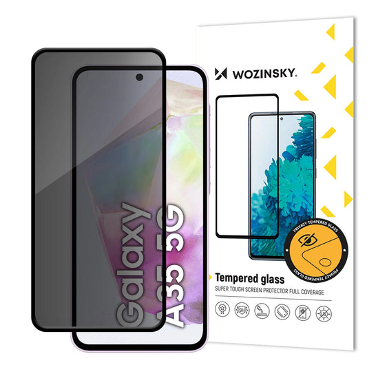 WZK AntiSpy Privacy Screen Protector voor Samsung Galaxy A35 5G A356, beschermend glas, volledig gelijmd