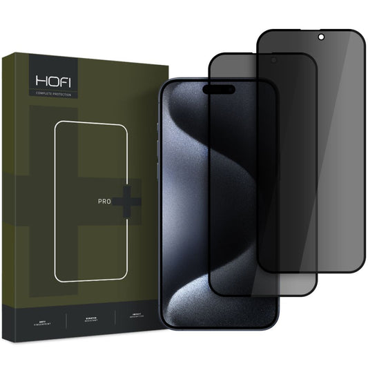 Privacy Screen Protector HOFI Glass PRO+ voor Apple iPhone 16 Pro, beschermend schild, volledig gelijmd, set van 2 stuks, 2,5D