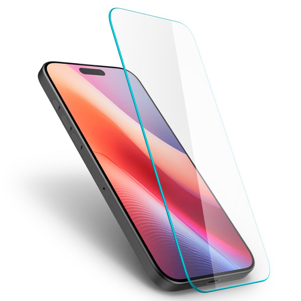 Beschermfolie Scherm Spigen GlastrR Slim HD voor Apple iPhone 16 / 15, Gehard Glas, Volledige Lijm, 2.5D AGL06910