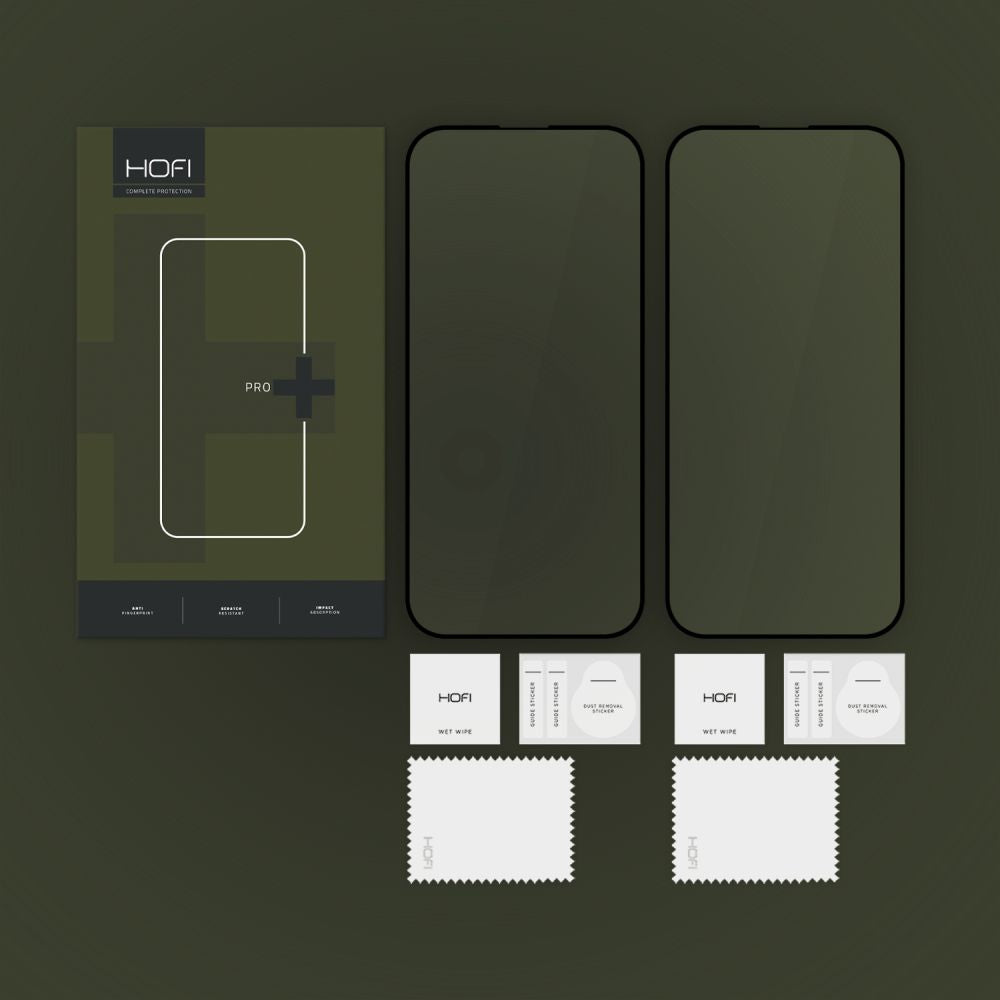 Beschermfolie HOFI Glass PRO+ voor Apple iPhone 16 Pro, Gehard Glas, Volledige Lijm, Set van 2 stuks, 2.5D, Zwart