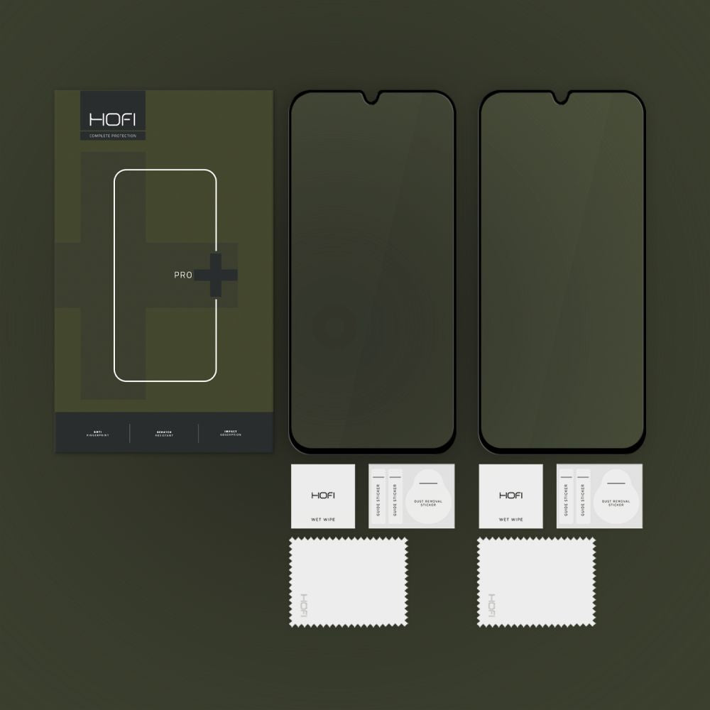 Beschermfolie HOFI Glass PRO+ voor Samsung Galaxy A17 4G / A17 5G, Gehard Glas, Volledige Lijm, Set van 2 stuks, 2.5D, Zwart