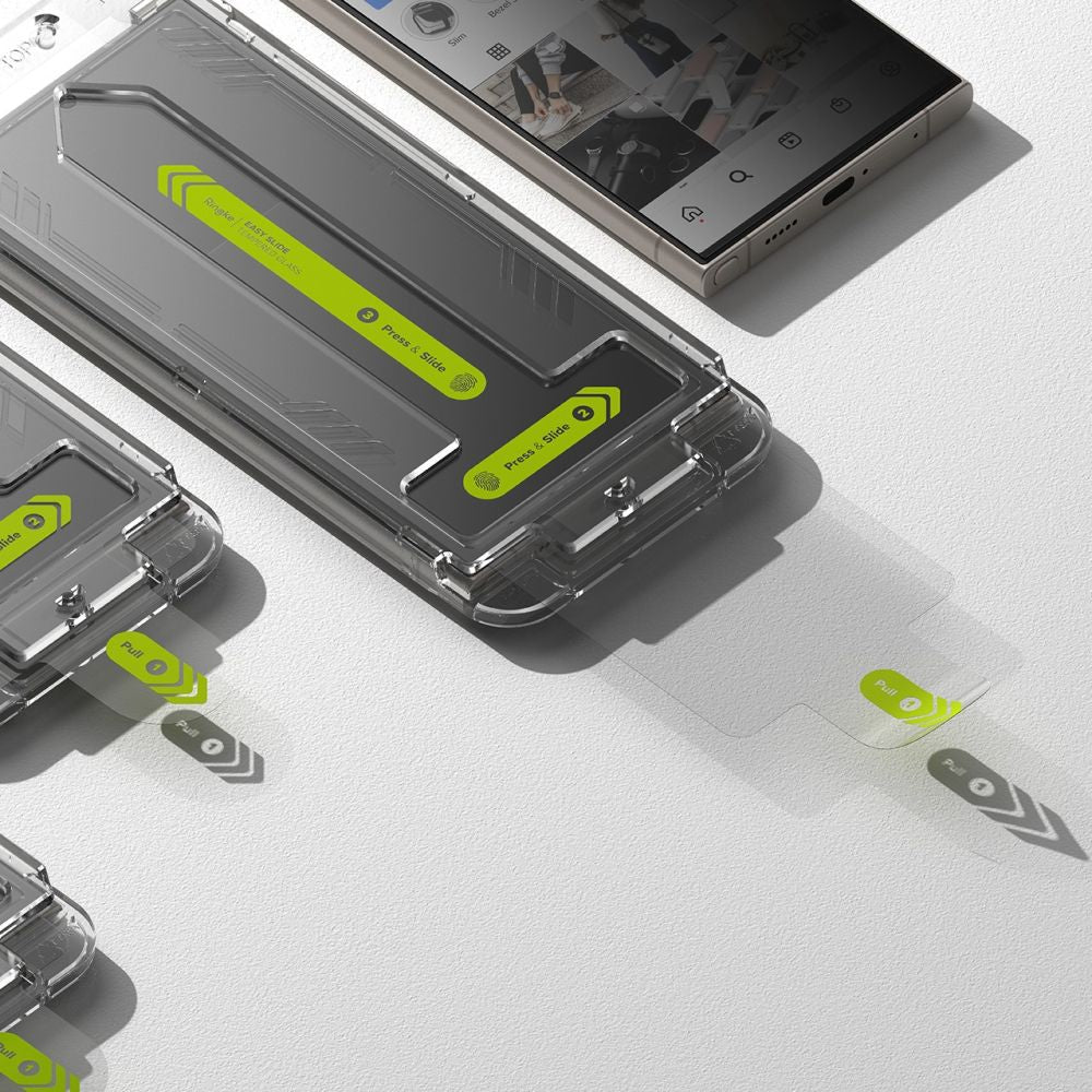 Privacy Screen Protector Ringke Easy Slide voor Samsung Galaxy S24 Ultra S928, Gehard Glas, Volledige Lijm, Set van 2 stuks