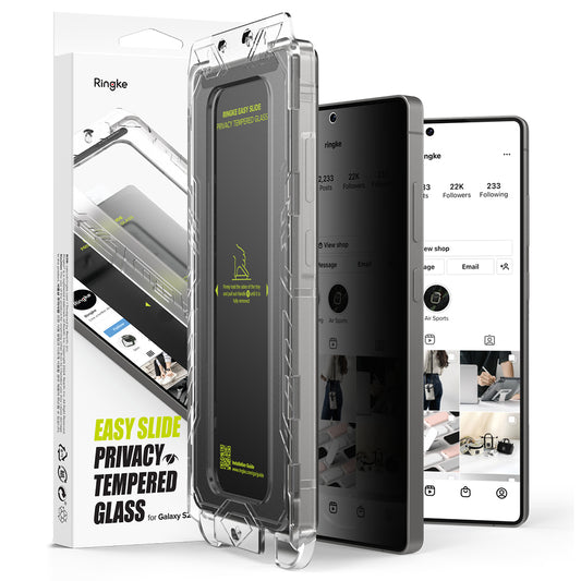 Privacy Ringke Easy Slide schermbeschermfolie voor Samsung Galaxy S25 Ultra S938, Gehard Glas, Volledige Lijm, Set van 2 stuks