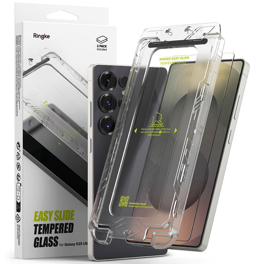 Ringke Easy Slide schermbeschermfolie voor Samsung Galaxy S25 Ultra S938, Gehard Glas, Volledige Lijm, Set van 2 stuks