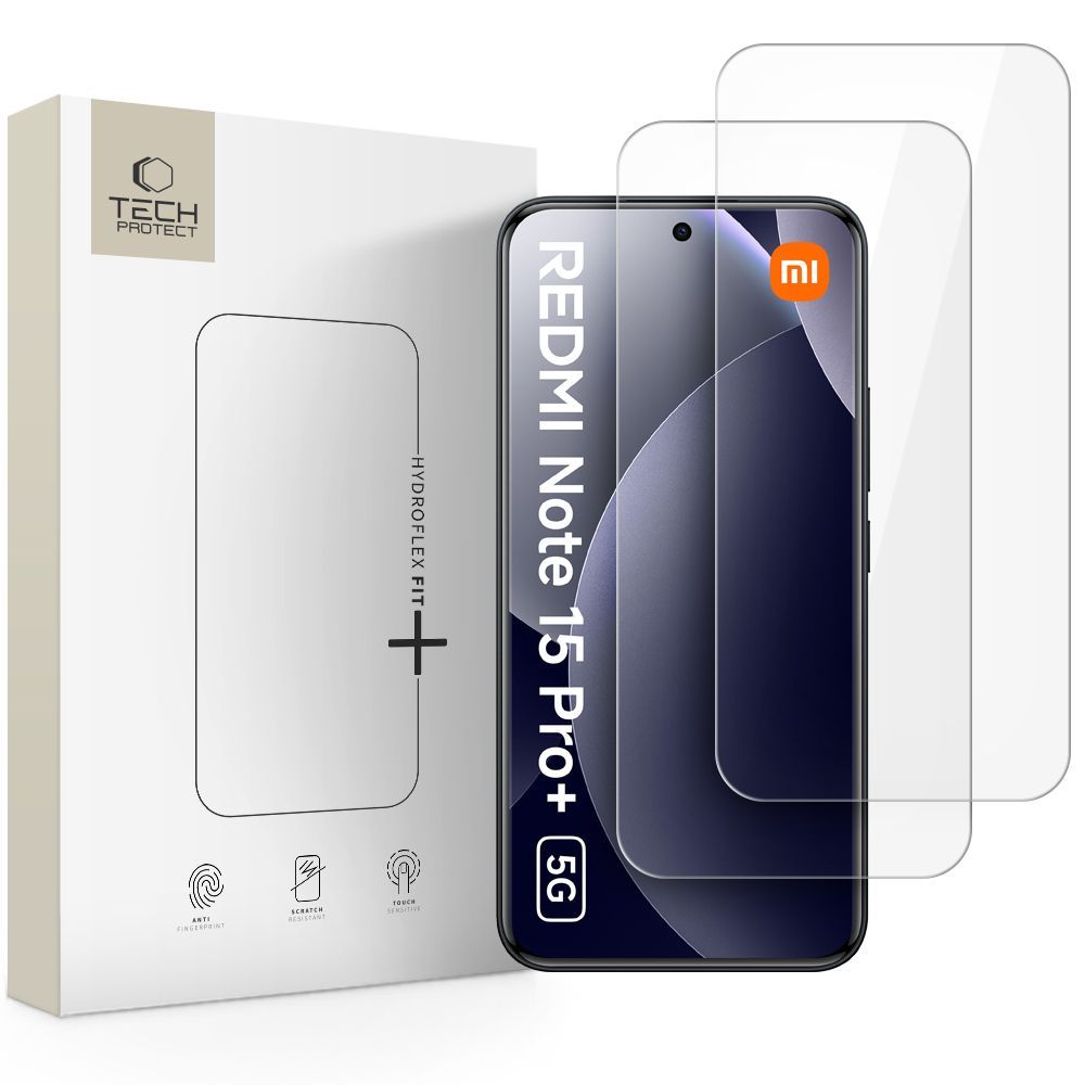 Schermbeveiligingsfolie Tech-Protect Hydro Flex+ voor Xiaomi Poco M8 Pro / Redmi Note 15 Pro+ 5G, Plastic, Set van 2 stuks