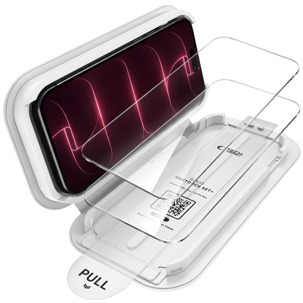 Tech-Protect OneTouch Screen Protector for Apple iPhone 18 Pro Max / 17 Pro Max, Tempered Glass, Full Glue, Set of 2 pieces, Transparent