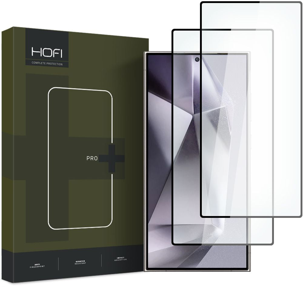 Schermbeveiligingsfolie HOFI Glass PRO+ voor Samsung Galaxy S24 Ultra S928, Gehard Glas, Volledige Lijm, Set van 2 stuks, 2.5D, Zwart