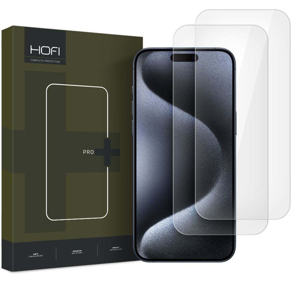 Beschermfolie HOFI Glass PRO+ voor Apple iPhone 16 Pro, Gehard Glas, Volledige Lijm, Set van 2 stuks, 2.5D