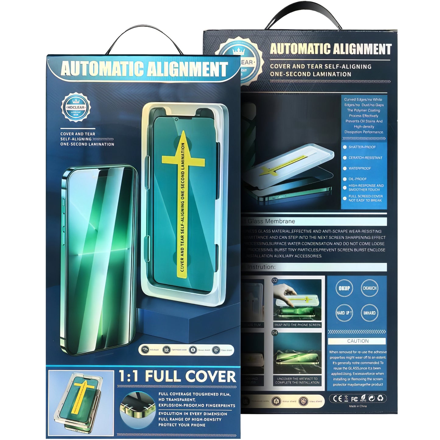Beschermfolie Scherm OEM Automatische Uitlijning voor Apple iPhone 16 Pro / 17 / 17 Pro, Gehard Glas, Volledige Lijm, 5D, Zwart