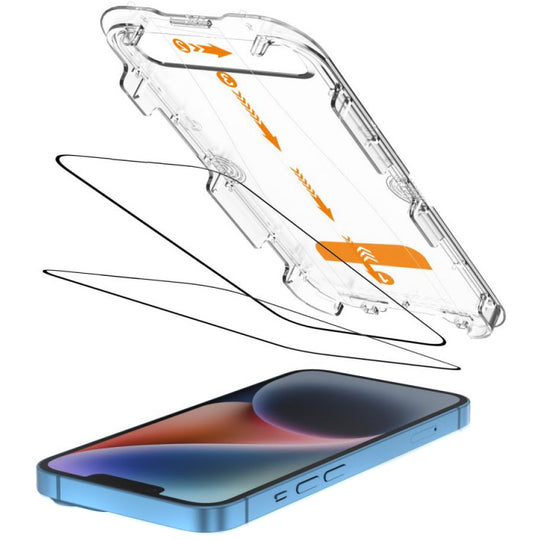 Beschermfolie Tech-Protect Quick Set+ voor Apple iPhone 17e / 16e / 14 / 13 Pro, Gehard Glas, Volledige Lijm, Set van 2 stuks, Zwart