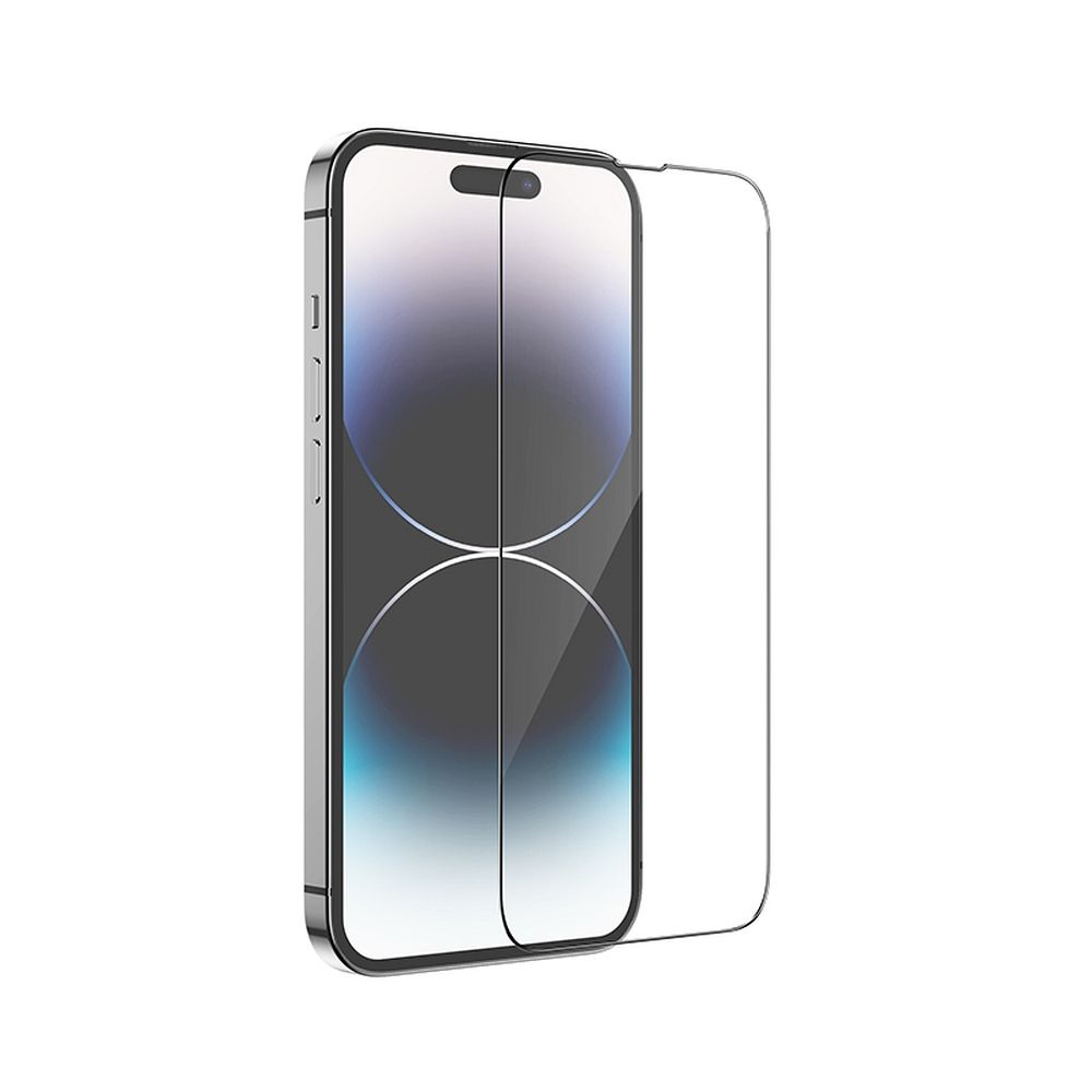 HOCO schermbeschermfolie voor Apple iPhone 14 Pro, Gehard Glas, Volledige Lijm, Set van 10 stuks, Zwart